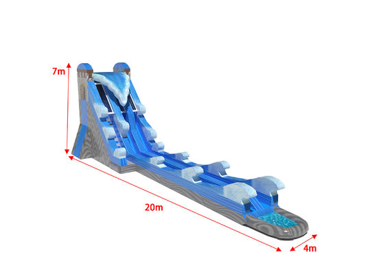 Grandes vagues, toboggans gonflables avec piscine longue, couleur bleue