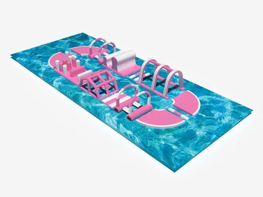 Parcours d'obstacles gonflables d'eau rose parc extérieur pour l'été