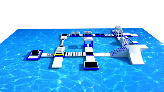 Coupe d'obstacle gonflable en PVC, parc aquatique, bleu et blanc sur mesure