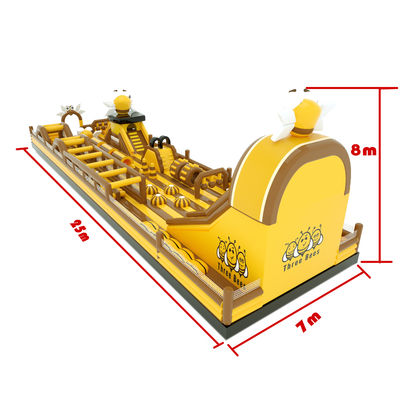 Cours d'obstacles gonflables d'abeilles Jaune brun avec des grandes glissières