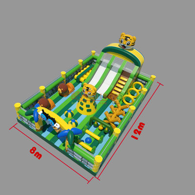 Château du tigre, terrain de jeu gonflable (vert et jaune)