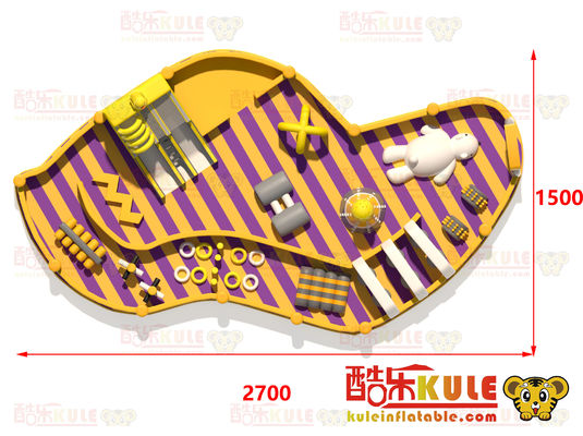 Château gonflable de forme irrégulière sur mesure (jaune et violet)