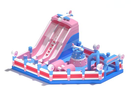 Enfants gonflables Petit château gonflable Rose Bleu avec diapositives