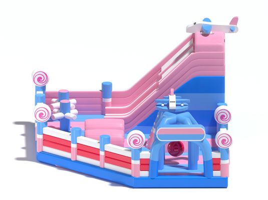 Enfants gonflables Petit château gonflable Rose Bleu avec diapositives