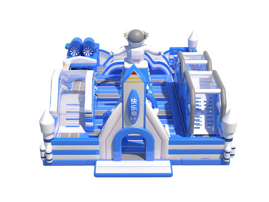 Terrasse de jeux en bâches en PVC maison gonflable en rebond bleu blanc pour enfants
