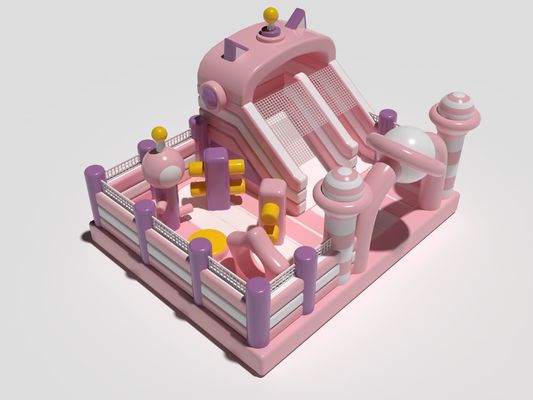 Petit bâtiment gonflable commercial château gonflable terrain de jeux intérieur rose et blanc