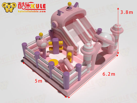 Petit bâtiment gonflable commercial château gonflable terrain de jeux intérieur rose et blanc