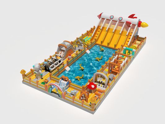 Châteaux gonflables autour de la piscine