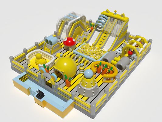 Grand terrain de jeux châteaux gonflables gonflables jaune gris