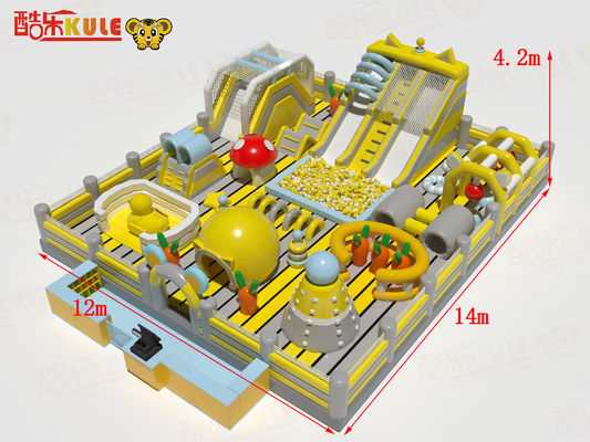 Grand terrain de jeux châteaux gonflables gonflables jaune gris