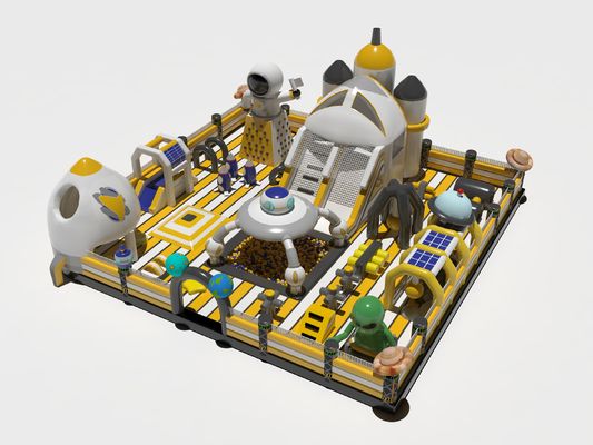 Un parc spatial gonflable avec des toboggans