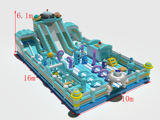 Château gonflable commercial bleu avec obstacles