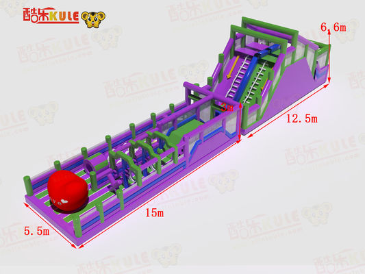 Cours d'obstacles gonflables pour adultes Parcours de jeux Violets Vert Rouge