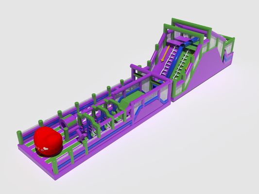 Cours d'obstacles gonflables pour adultes Parcours de jeux Violets Vert Rouge