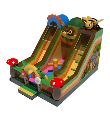 Parcs d'attractions pour enfants Plans gonflables d'abeille avec glissade à champignons À louer