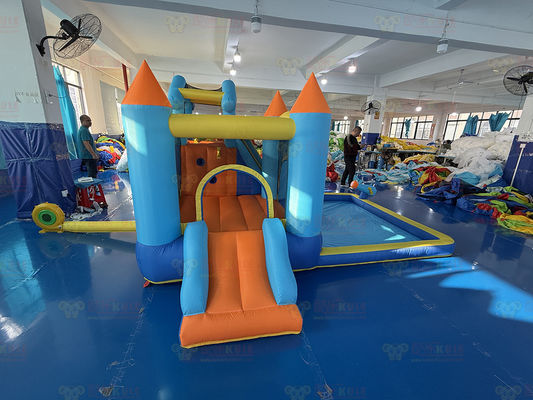 Polyester oxford gonflable bleu et orange toboggan pour enfants parc d'attractions