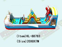 Homme araignée enfants parc d'attractions bateau gonflable toboggan de saut