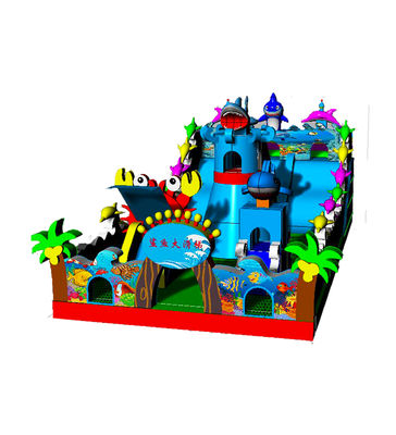 Gonflable sur le thème marin : Toboggan requin et plus, bleu personnalisé