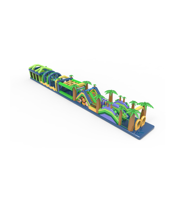 Parcours d'obstacles gonflable tropical multicolore - Aventure Jungle