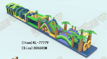Parcours d'obstacles gonflable tropical multicolore - Aventure Jungle