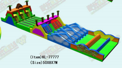 Jeux d'obstacles gonflables aux couleurs vives