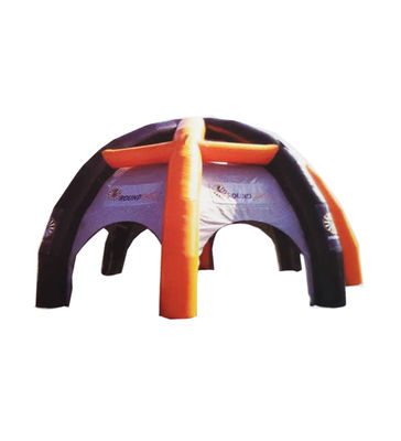 Inflatable Dome Tent in Black and Orange with Customized Branding for Commercial or Event Purposes