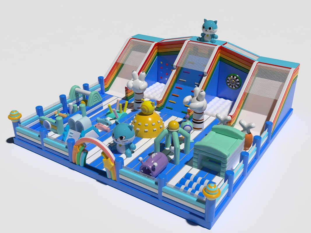 Cat Park Enfants gonflable château gonflable bleu couleur blanche personnalisé