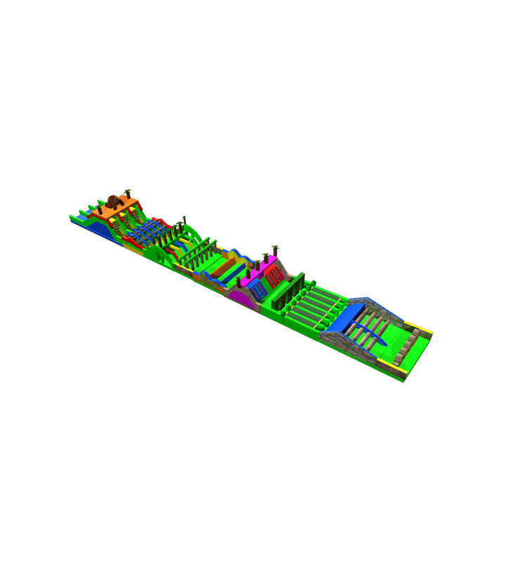 Terrain de jeu gonflable de course d'obstacles multicolore dynamique et animé