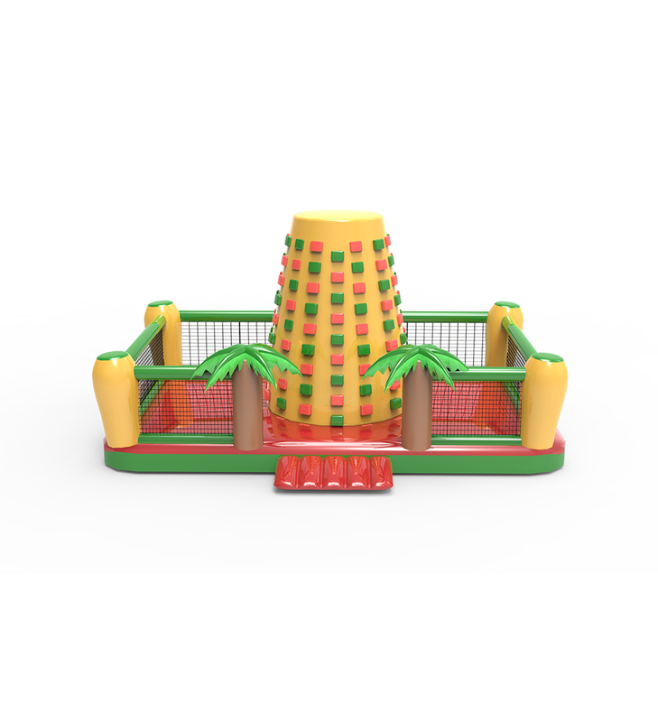 Escalade gonflable : un terrain de jeu d'aventure en plein air amusant avec des palmiers tropicaux
